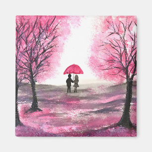 Aimant Amour de couple de mariage rustique arbre de fleur