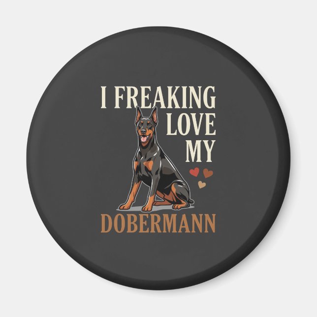 Aimant Amour de Dobermann Amateur de Chien (Devant)