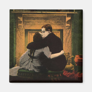 Aimant Amour et romance vintage, baiser au feu romantique