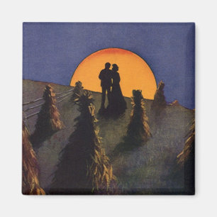 Aimant Amour et romance vintage, baiser sous la lune de r