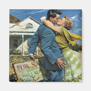 Aimant Amour et romance vintage Jeunes mariés achètent le