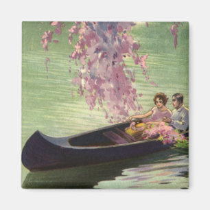 Aimant Amour et romance vintage, promenade en canoë roman