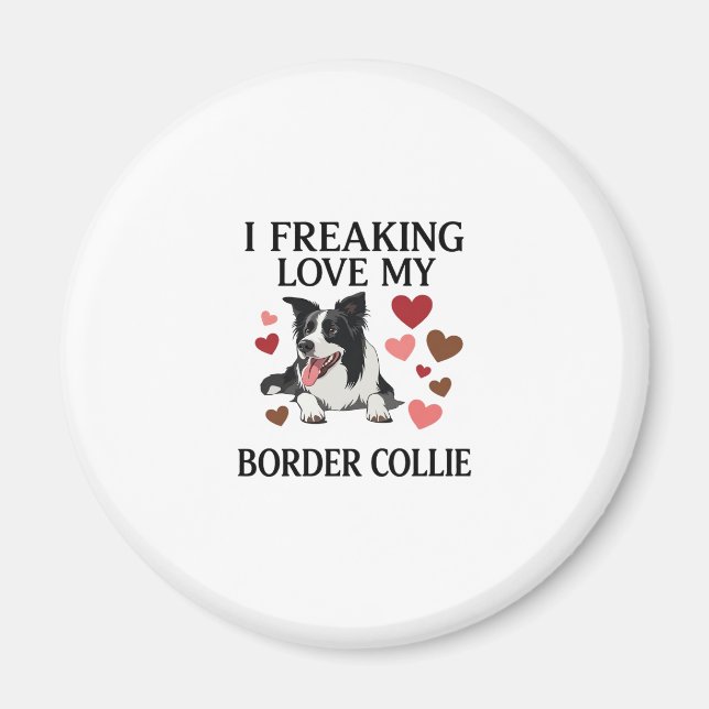 Aimant Amour fou pour Border Collie Dog Hearts_1 (Devant)