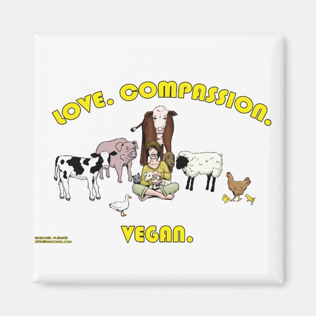 Aimant Amour. La compassion. Vegan. (Devant)