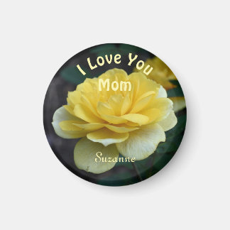 Aimant Amour Maman Fleur Rose Jaune Personnalisée