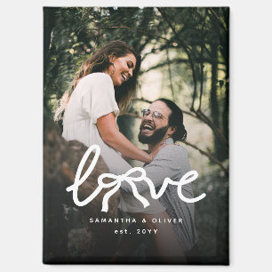 Aimant Amour Moderne Typographie de Couple avec Photo Per
