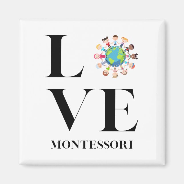 Aimant Amour | Montessori | Les Enfants Du Monde Entier (Devant)
