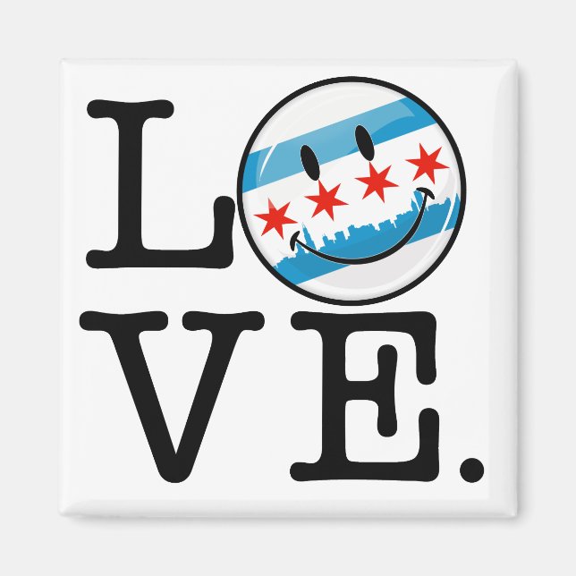 Aimant Amour pour Chicago Smiling Flag (Devant)