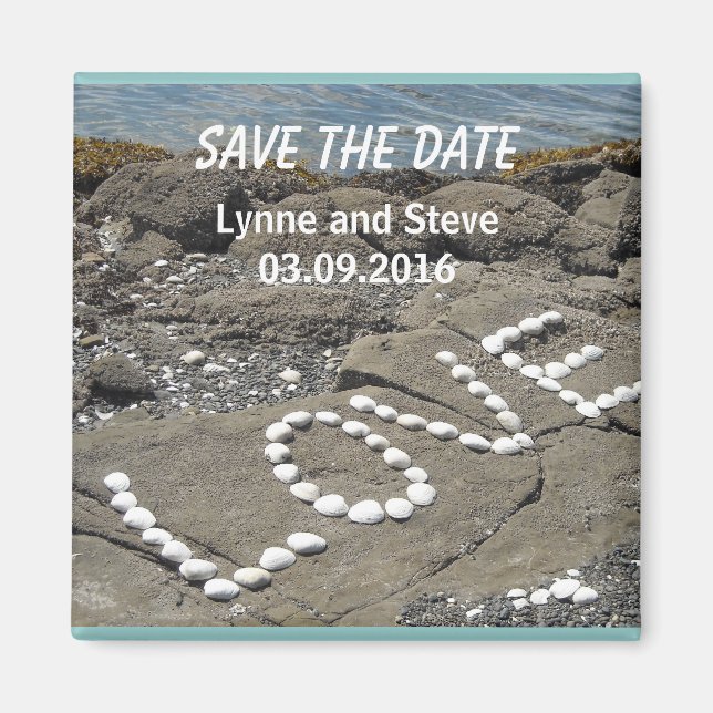 Aimant Amour sur la plage, Sauvegarder la date (Devant)