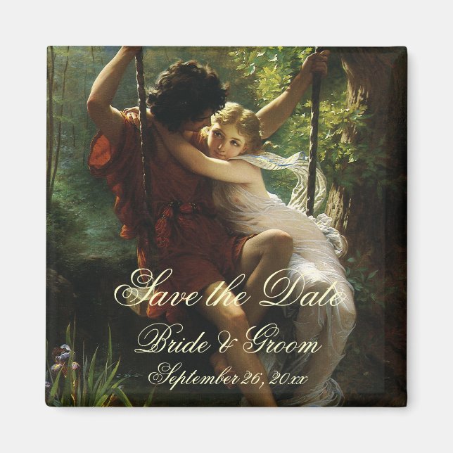 Aimant Amour Vintage, romantisme, romantisme, sauvez la d (Devant)