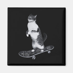 Aimant Amoureux de chats drôles skateboard chat pour homm