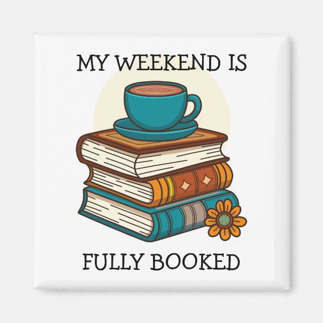 Aimant Amoureux de livres, week-end complètement réservé (Devant)