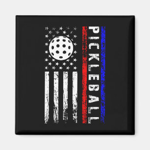 Aimant Amoureux de Pickleball 4 Juillet Drapeau Américain