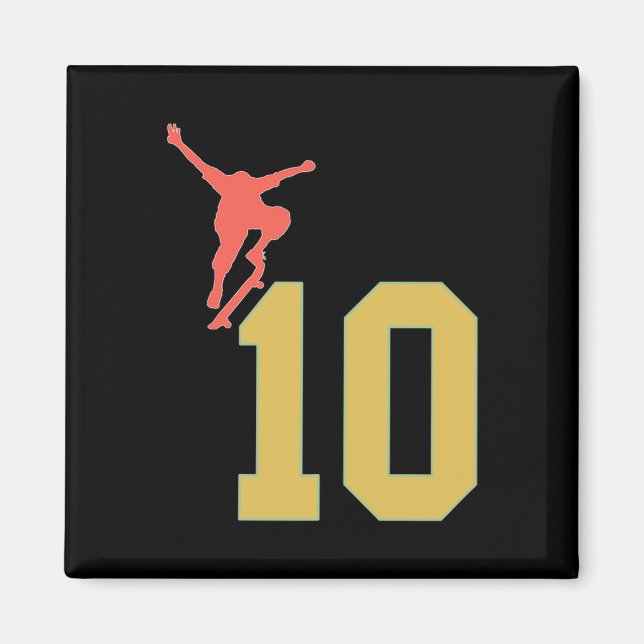 Aimant Amoureux de skateboard 10 ans 10e anniversaire (Devant)