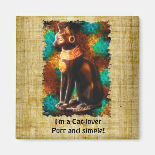 Aimant "AMOUREUX DES CHATS" Amusant Dessin Égyptien Baste