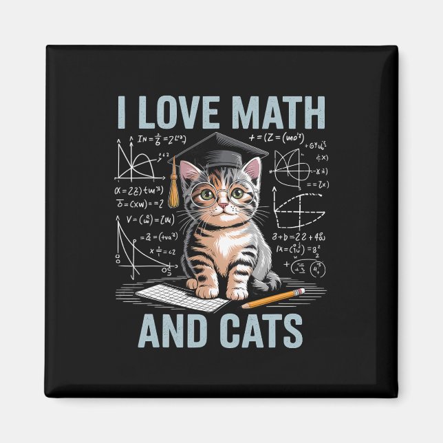 Aimant Amoureux des chats mathématiques Prof de maths drô (Devant)