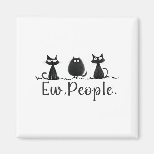Aimant Amoureux des chats noir Grumpy Graphisme amusant C (Devant)