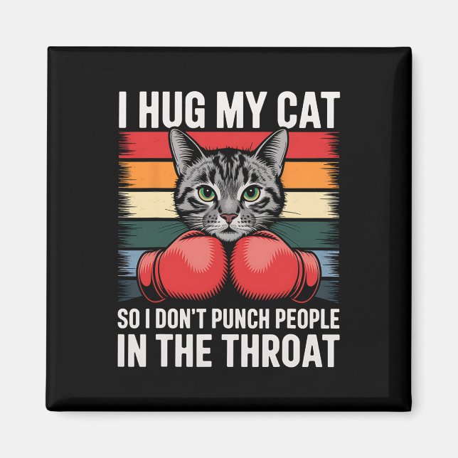 Aimant Amoureux des chats Ventilateur de boxe I Hug Chat  (Devant)