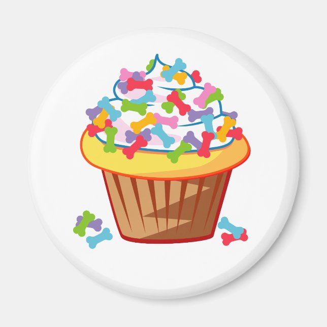 Aimant Amoureux des chiens - Cupcake avec des os de chien (Devant)