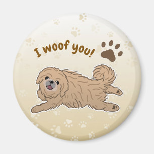 Aimant Amoureux heureux de Pékinois Je vous woof pattes