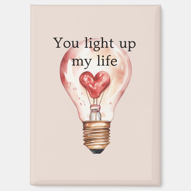 Aimant Ampoule du coeur illuminer ma vie (Recto)