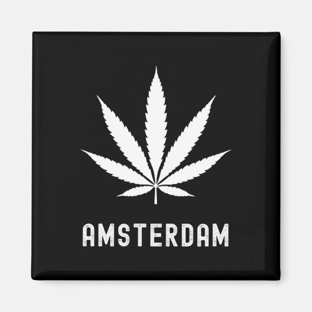 Aimant Amsterdam Fumeur Feuille de Cannabis Voyage Vacanc (Devant)