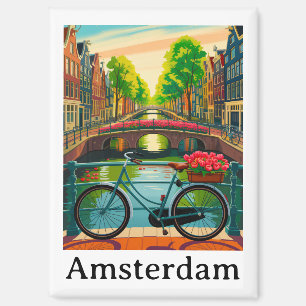 Aimant Amsterdam Hollande Canal Ville Voyage Vintage