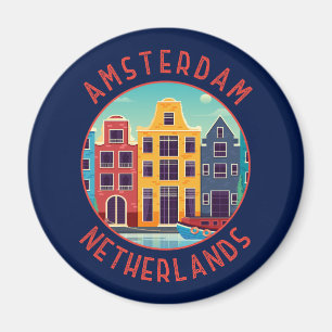 Aimant Amsterdam Pays-Bas Maisons Colorées En Perte