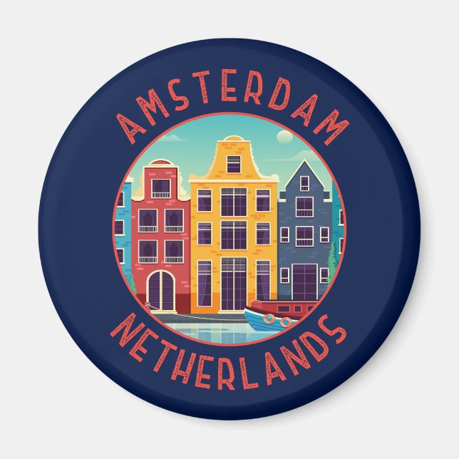 Aimant Amsterdam Pays-Bas Maisons Colorées En Perte (Devant)