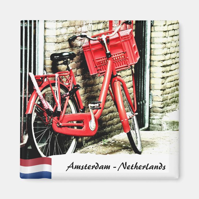 Aimant Amsterdam, Red Bicycle, Netherlands (Devant)