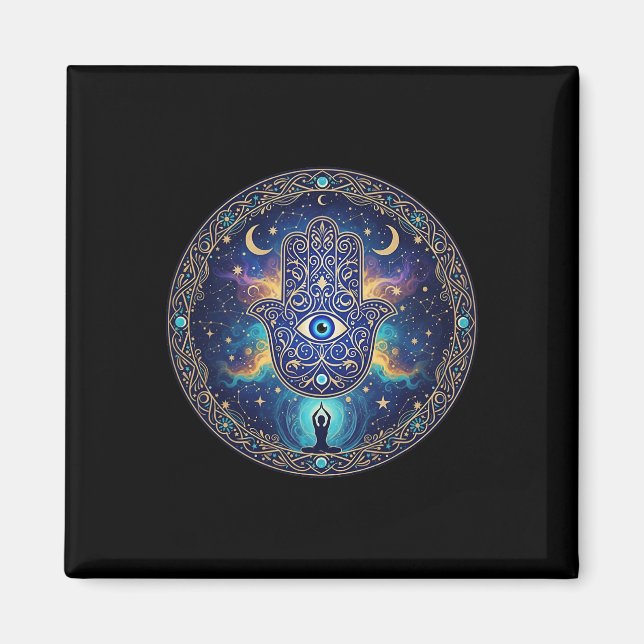 Aimant Amulette de protection contre le mauvais œil Hamsa (Devant)