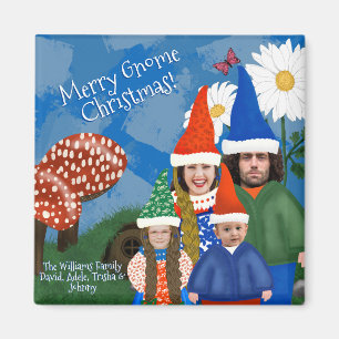 Aimant Amusant Ajouter Votre Photo Gnome Famille Joyeux N
