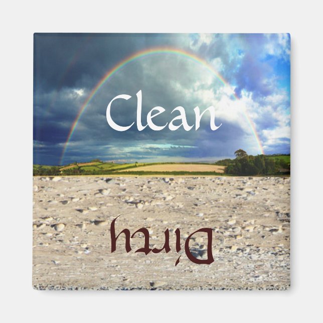 Aimant Amusant Arc en ciel et lave-vaisselle de sable (Devant)