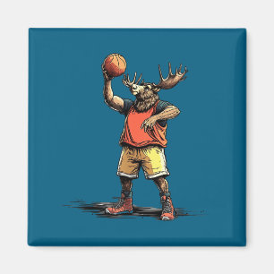 Aimant Amusant Cool Basketball Moose Joueur Amateur de Sp