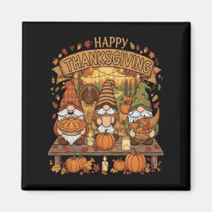 Aimant Amusant Escouade Gnome De Thanksgiving Avec Automn