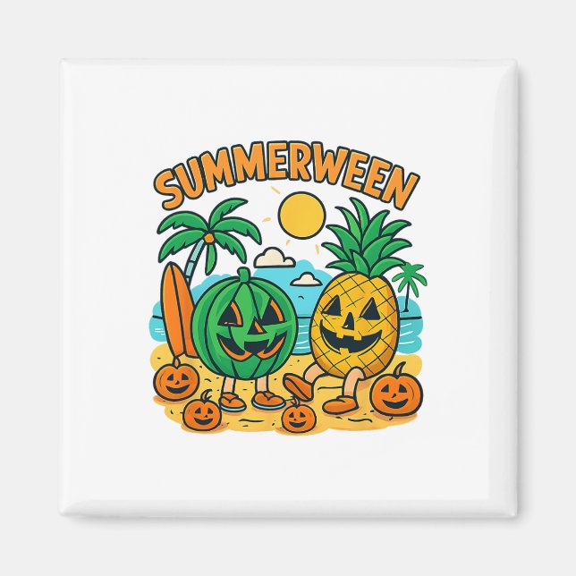 Aimant Amusant Été Entre Cute Watermelon Et Pineappa Bea (Devant)