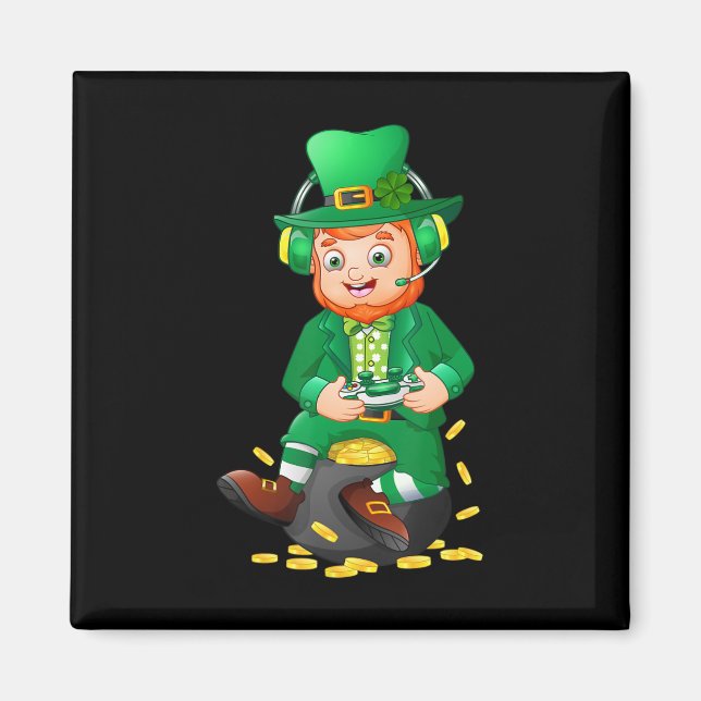 Aimant Amusant jeu vidéo St Patricks Day enfants adolesce (Devant)