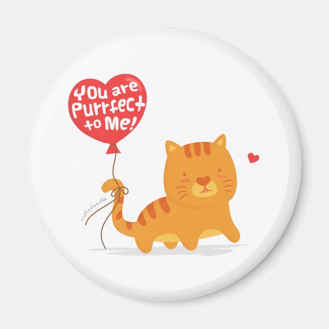 Aimant Amusant Pun Love Humour mignon Kitty Cat Cartoon (Devant)