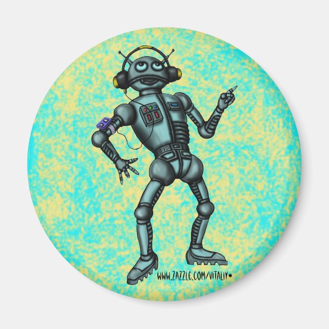 Aimant Amusant robot de musique design d'aimant (Devant)