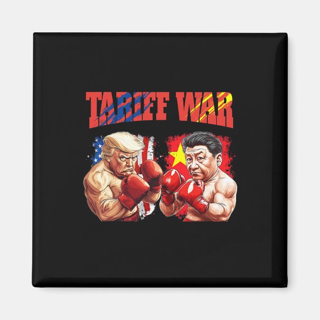 Aimant Amusant Trump Vs Xi Jinping Boxing Boxing Match (Devant)