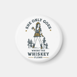 Aimant Amusante cowgirl western vintage amatrice de whisk