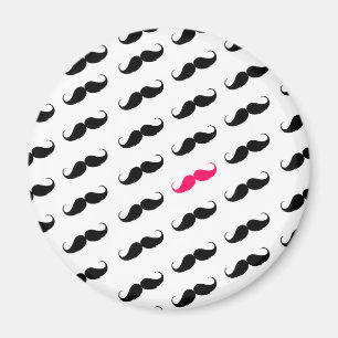 Aimant Amusante Fille Rose Et Noir Motif Mustache