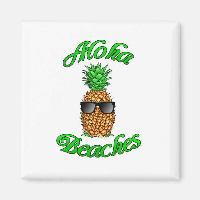 Aimant Amusante plage d'Aloha à l'ananas hawaïen (Devant)