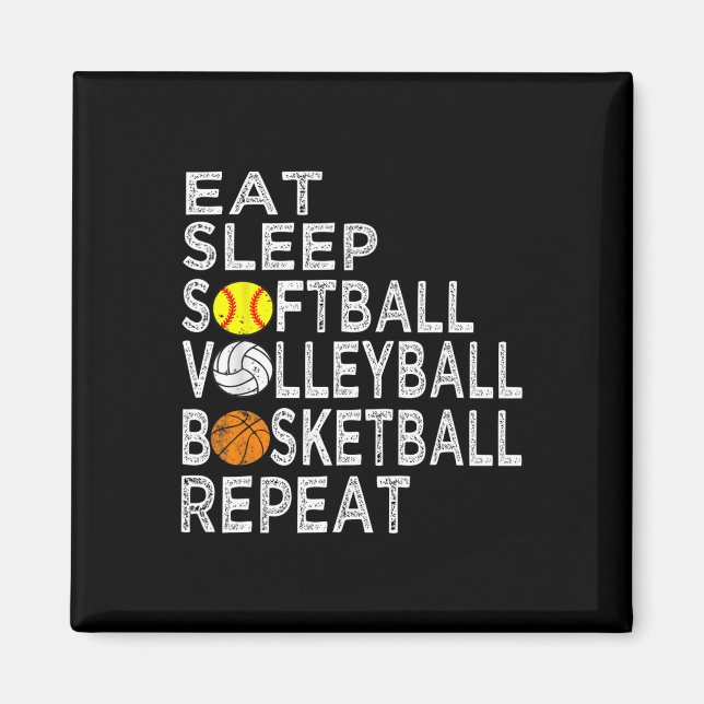 Aimant Amusants Manger Sleep Softbyll Volleybyll Bysketby (Devant)