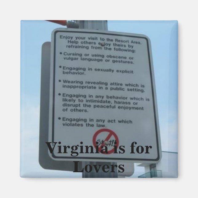 Aimant Amusez-vous, Virginie est pour les amoureux (Devant)