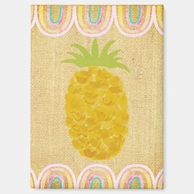 Aimant Ananas d'art populaire tropical (Recto)