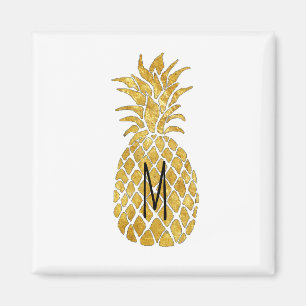 Aimant ananas doré monogramme