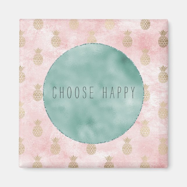 Aimant Ananas en or rose rose (Devant)