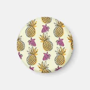 Aimant Ananas, fraise design textile vintage.