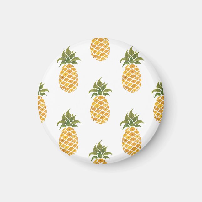 Aimant Ananas peint à la main, arrière - plan aquarelle. (Devant)